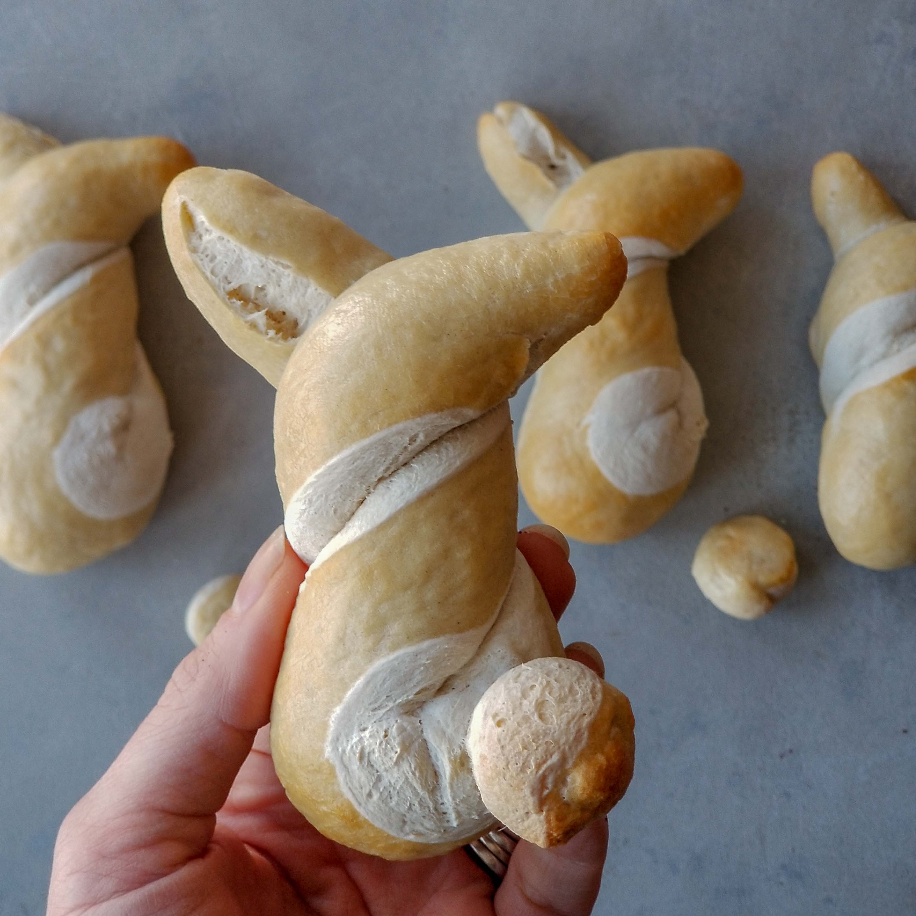 A Whisk and Two Wands Sourdough Bunny Rolls