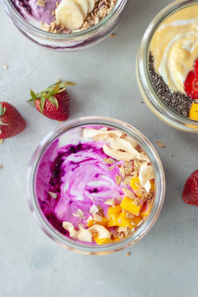 pitaya, coconut, mango, yogurt bowl