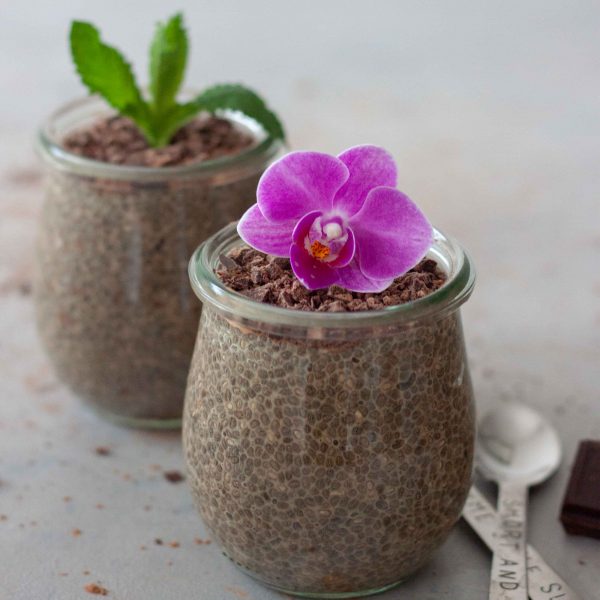 Chai Chocolate Chia Flower Pudding Pots