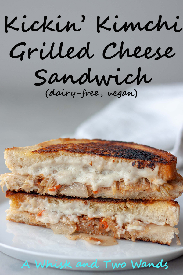 Spicing up a comfort food classic grilled cheese with this dairy free (vegan) Kickin' Kimchi Grilled Cheese Sandwich. Gluten free friendly this sandwich is great for lunch or dinner.