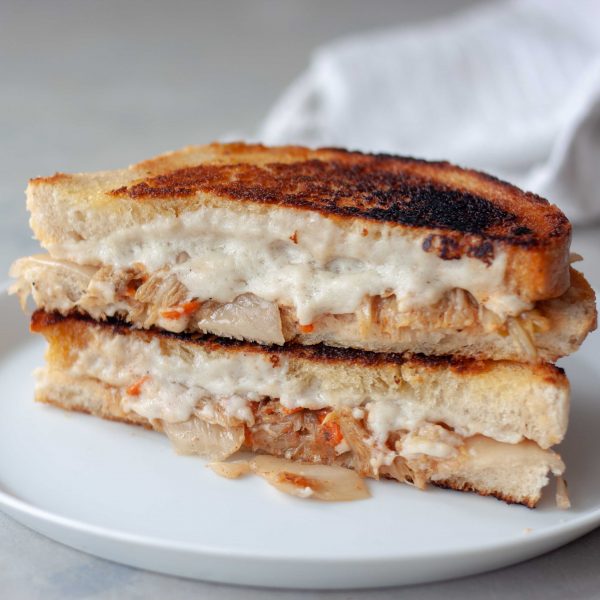 sourdough grilled cheese sandwich with kimchi