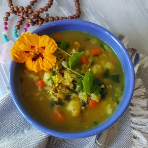 Kitchari with edible flower