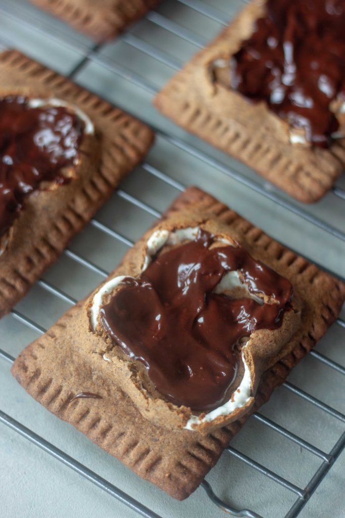 Gluten Free Vegan S'mores Pop Tarts with chocolate ganache