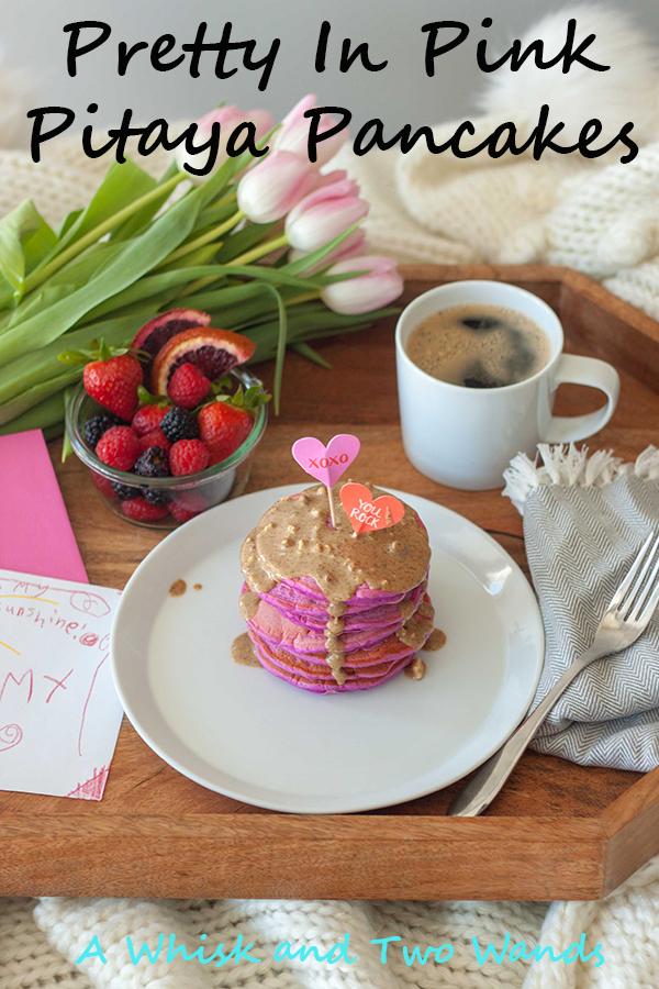 Pretty In Pink Pitaya Pancakes with Maple Caramel Almond Butter