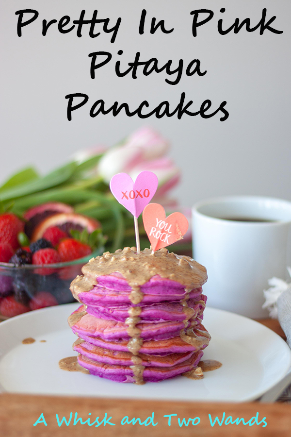 Pretty In Pink Pitaya Pancakes with Maple Caramel Almond Butter