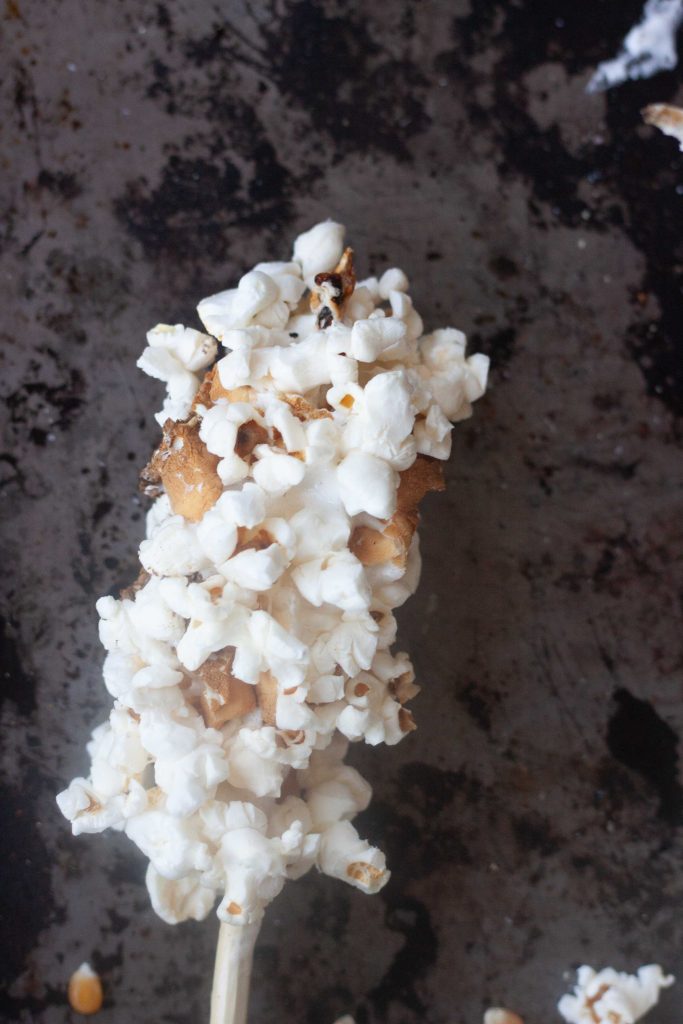 Roasted Marshmallow Popcorn on a Stick