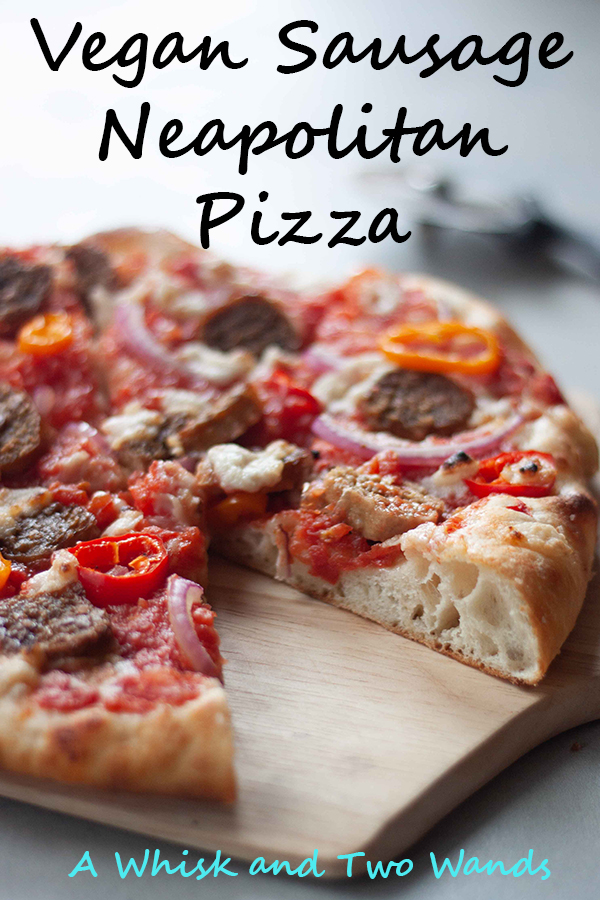 Love pizza night again with this plant-based twist on a classic! This Vegan Sausage Neapolitan Pizza starts with homemade crispy outside chewy inside Neapolitan crust. Topped with sausage, fresh mozzarella, peppers, and onions it's packed with flavor and will surprise even the biggest meat-lover.