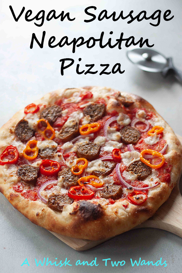 Love pizza night again with this plant-based twist on a classic! This Vegan Sausage Neapolitan Pizza starts with homemade crispy outside chewy inside Neapolitan crust. Topped with sausage, fresh mozzarella, peppers, and onions it's packed with flavor and will surprise even the biggest meat-lover.