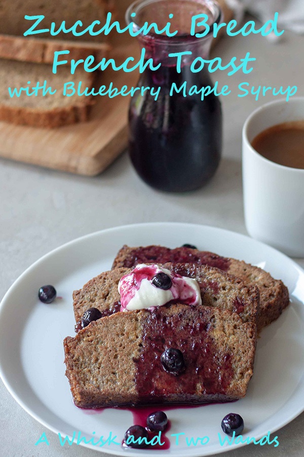 Tis the season for our garden bursting with zucchini and picking big juicy blueberries! Pairing both in this Zucchini Bread French Toast with Blueberry Maple Syrup recipe perfect for a relaxing weekend breakfast or sharing with company for brunch. What better way to use up zucchini and that extra loaf of zucchini bread. Gluten free friendly.