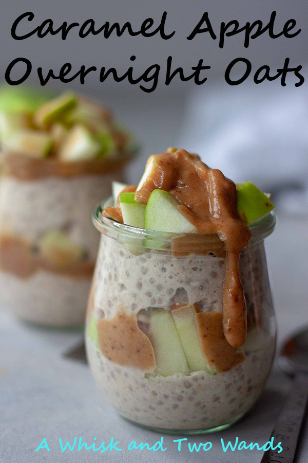 With just a couple minutes of prep you can wake up to grab Caramel Apple Overnight Oats to go and fuel your day! Gluten free and vegan friendly they can be heated up and enjoyed warm if desired on chilly mornings.