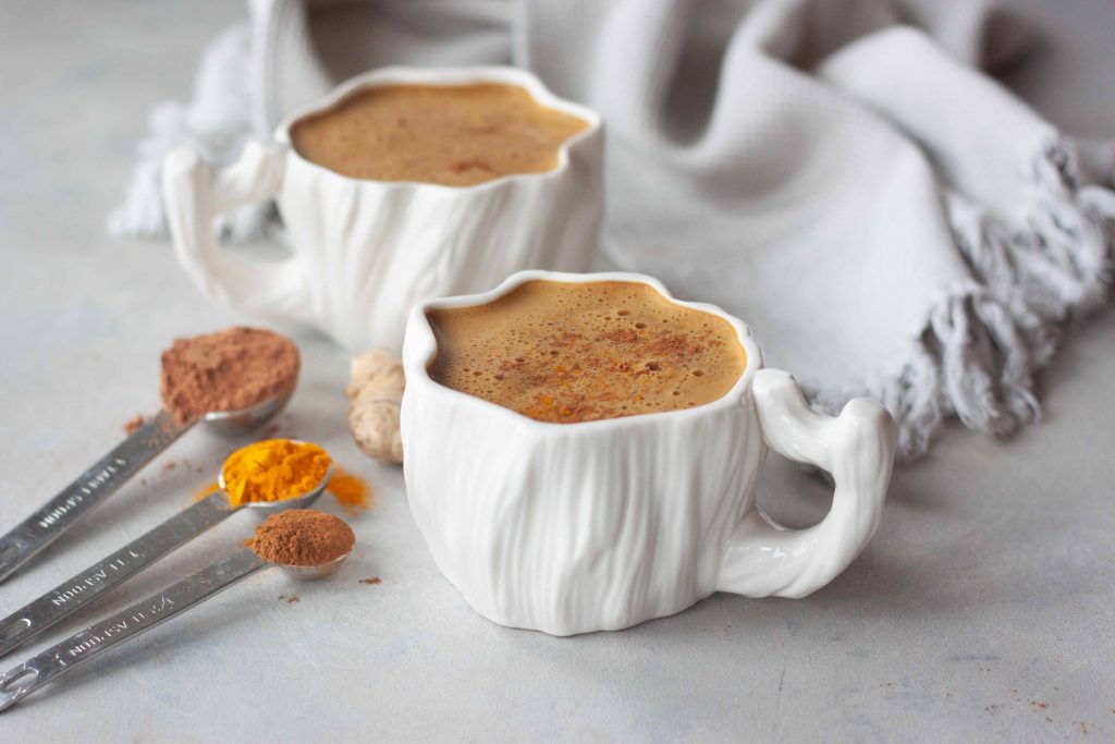 Turmeric Hot Cocoa in mugs