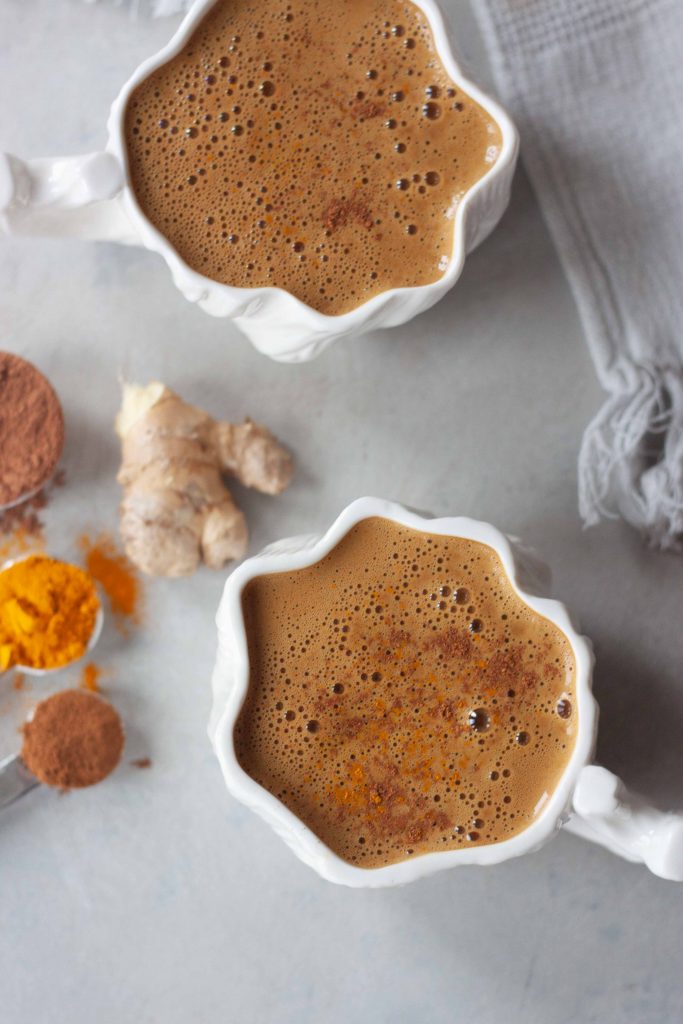 Turmeric Hot Cocoa in mugs