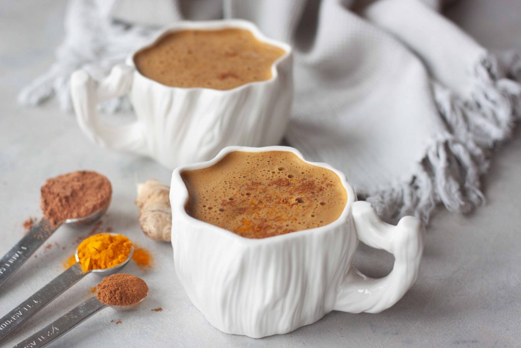 Turmeric Hot Cocoa in mugs