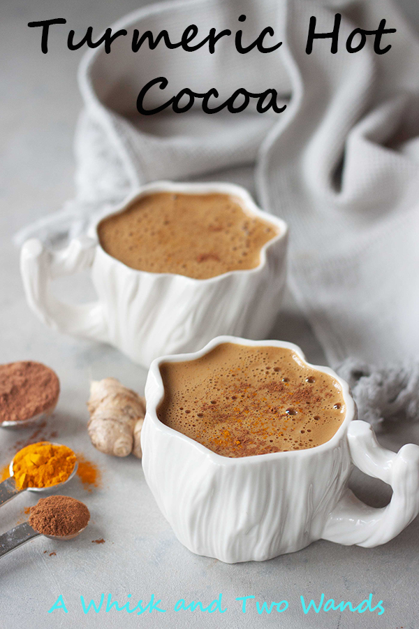 Quick and easy delicious Turmeric Hot Cocoa! Hot Cocoa with health benefits, a little spice, a little bite (from ginger), and everything nice! This dairy free hot cocoa (cacao) is vegan and paleo friendly made with real food ingredients and sweetened with pure maple syrup or honey. Cozy up with a mug and relax with each sip while giving your body a little extra tlc.