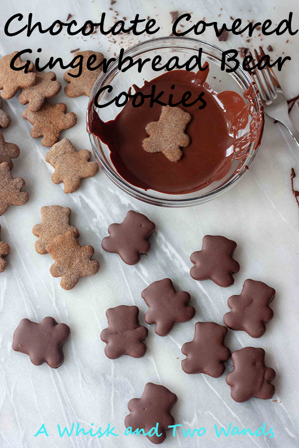 Chocolate Covered Gingerbread Bear Cookies are an update on classic gingerbread cookies covering them in chocolate, because everything is better with a little chocolate! These bite size little cookies are perfect for any holiday cookie plate or anytime and little kids love them. Gluten free and vegan friendly.