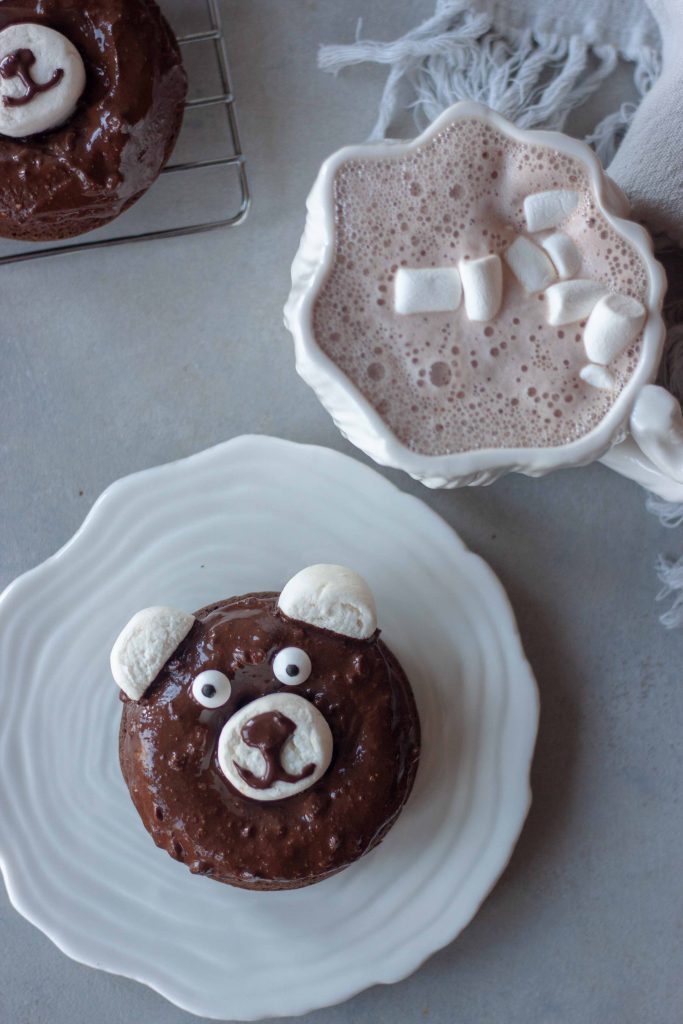 Chocolate Peppermint Bear Donuts