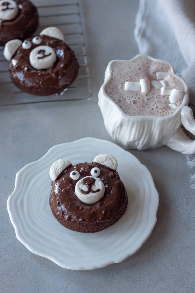 Chocolate Peppermint Bear Donuts