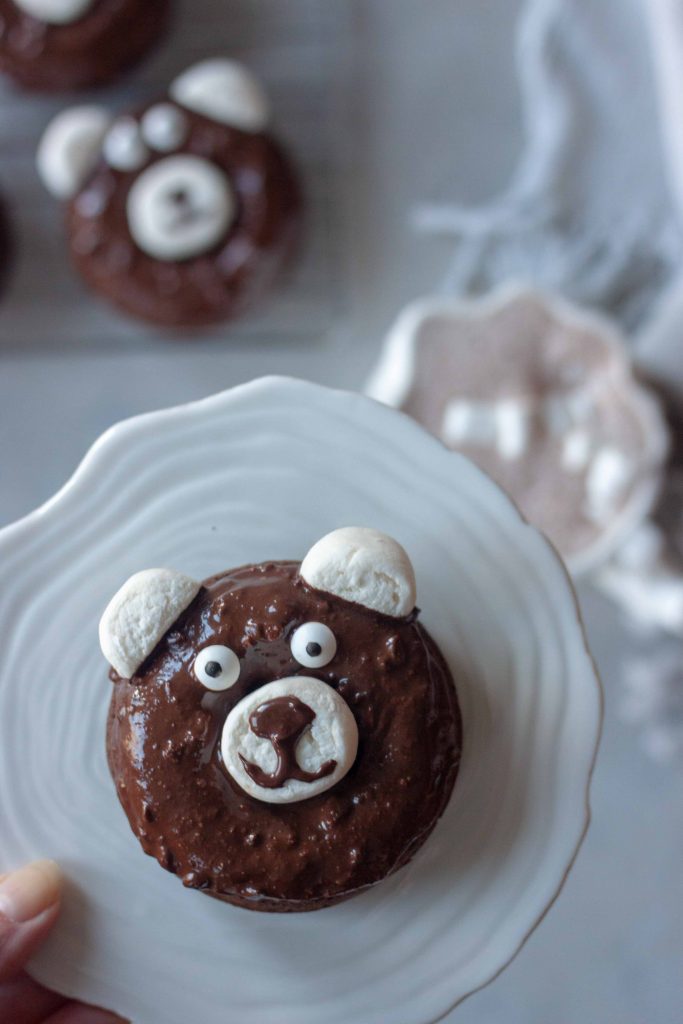 Chocolate Peppermint Bear Donuts