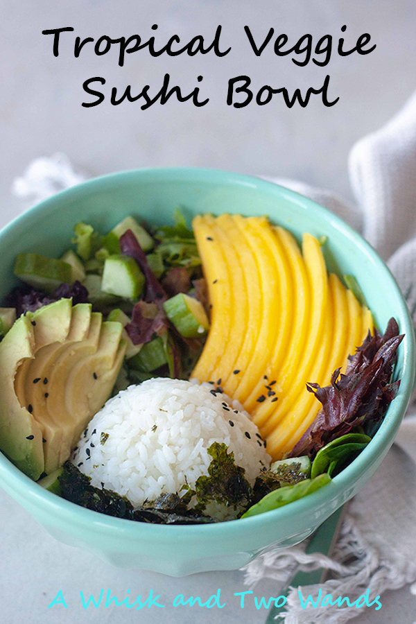 Veggie Sushi meets salad with a tropical twist in these Tropical Veggie Sushi Bowls! Packed with whole foods it's a filling alternative to your average salad and a quick and easy fix for those veggie sushi cravings. Versatile and customizable recipe is gluten free and vegan friendly.