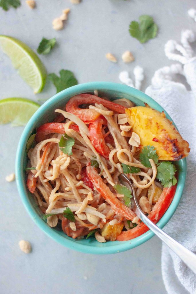 Pineapple Pad Thai with fork