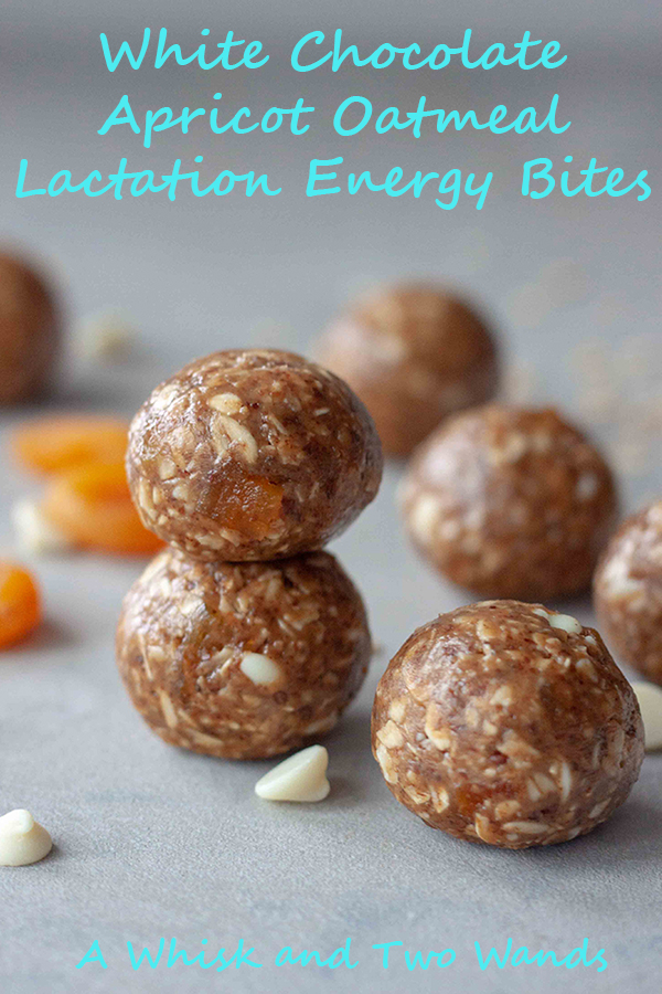 White Chocolate Apricot Oatmeal Lactation Energy Bites are healthy and delicious snack bites with lactation and energy boosting benefits! Gluten free and vegan friendly with options to make them family friendly.