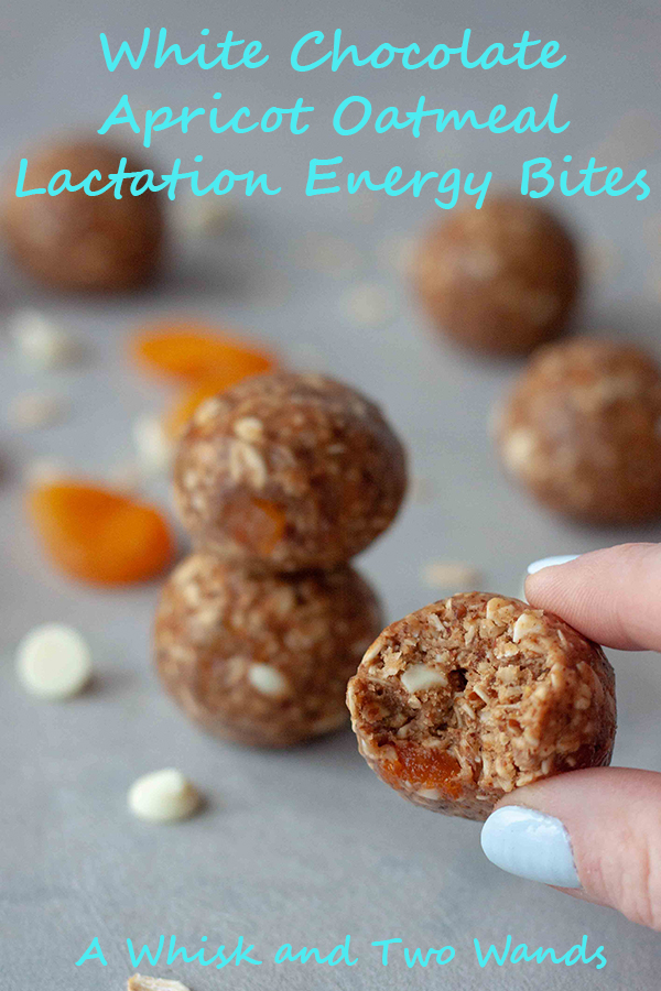 White Chocolate Apricot Oatmeal Lactation Energy Bites are healthy and delicious snack bites with lactation and energy boosting benefits! Gluten free and vegan friendly with options to make them family friendly.