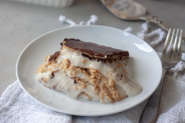 Slice of Eclair Custard Cake