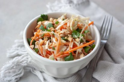 Fresh and flavorful this Papaya Salad will tantalize your taste buds! Vegan, gluten free, and vegan friendly this healthy salad will be on repeat this summer.