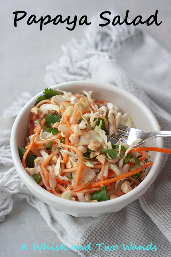 Fresh and flavorful this Papaya Salad will tantalize your taste buds! Vegan, gluten free, and vegan friendly this healthy salad will be on repeat this summer.