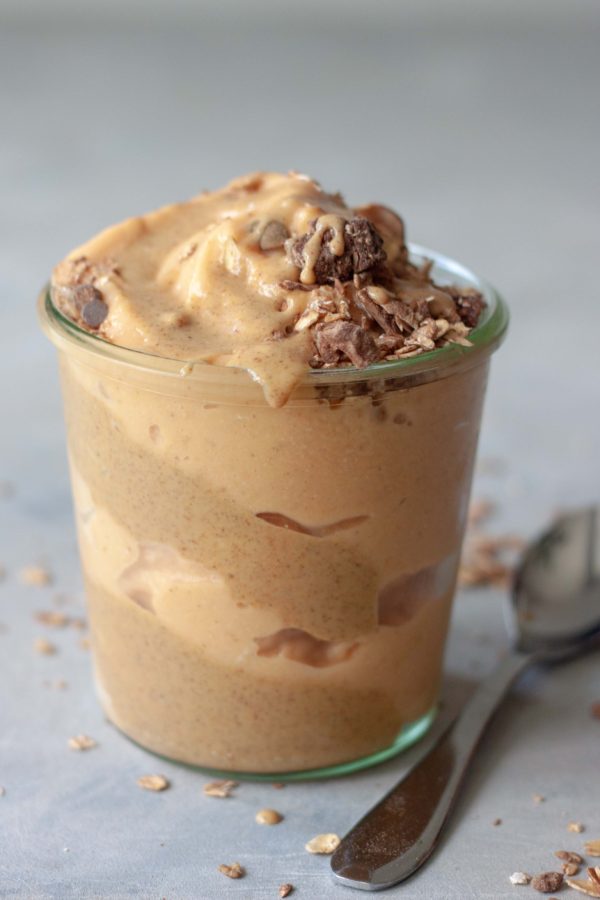 Sweet Potato Papaya Smoothie with Cinnamon Peanut Butter and muesli