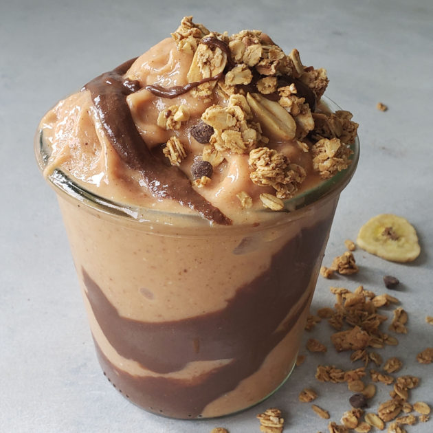 Sweet Potato Papaya Smoothie with PB Cup Cocoa Bar In a Jar and Bad Monkey Granola