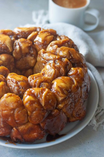 Caramel Sourdough Pull Apart Bread and coffee