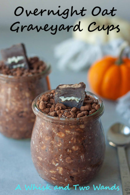 Healthy and nutritious grab and go Overnight Oat Graveyard Cups only take minutes to make, customizable, and can be enjoyed warm or cold. No tricks this one is a real treat! Any day that starts with breakfast already made and chocolate has to be a good day! Vegan and gluten free friendly. 