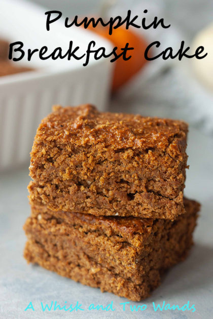 Pumpkin Breakfast Cake is basically baked oatmeal but fluffier and cake like. Same simple ingredients t only takes minutes to make, is great for meal prep, and is gluten free with a vegan friendly option.