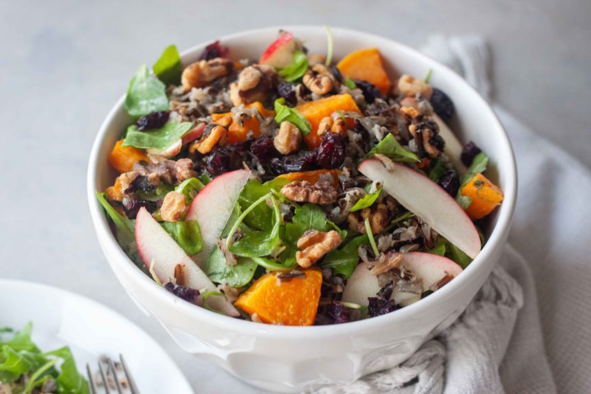 Bowl of Wild Rice Roasted Butternut Squash Salad