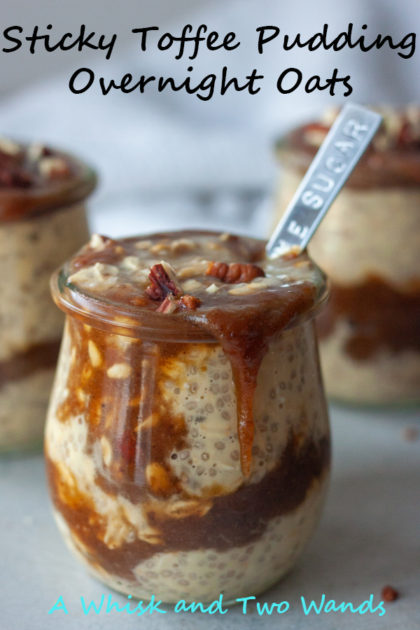 Sweet and delicious Sticky Toffee Pudding Overnight Oats takes only minutes to make and makes mornings easy with breakfast ready to go! Many options to customize this dairy free, gluten free, vegan breakfast gives you the fuel you need to energize your day!