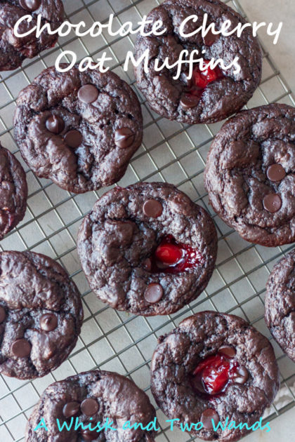 Chocolate Cherry Oat Muffins are delicious light yet fudgey chocolate muffins oozing with cherry goodness! Made with oats and other simple ingredients they're packed with protein, fiber, and antioxidants that will satisfy you! The sweetest way to start any day!