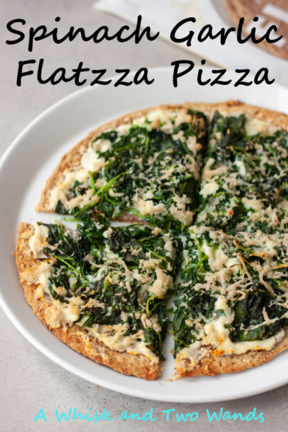 Quick, healthy, and delicious Spinach Garlic Flatzza Pizza make any night a good night for pizza! Made with Angelic Bakehouse Sprouted Flatzza Pizza Crust they're vegan friendly and perfect for lunch too.