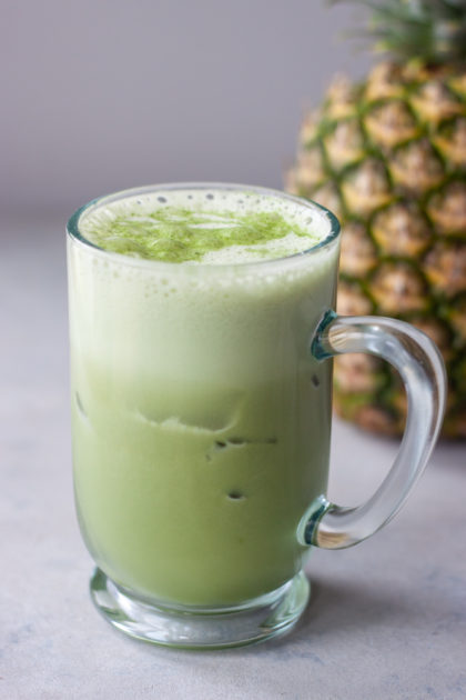 Iced Matcha in Glass with Pineapple