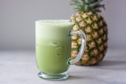 Iced Matcha in Glass with Pineapple