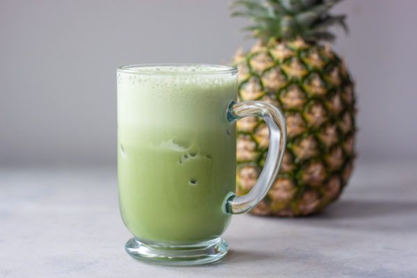 Iced Matcha in Glass with Pineapple