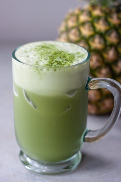 Iced Matcha in Glass with Pineapple