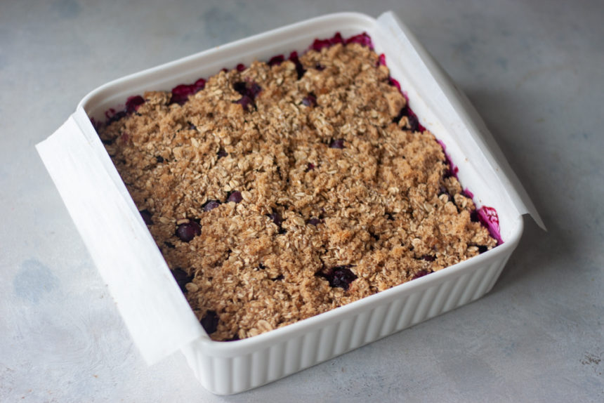 pan of Blueberry Oatmeal Bars