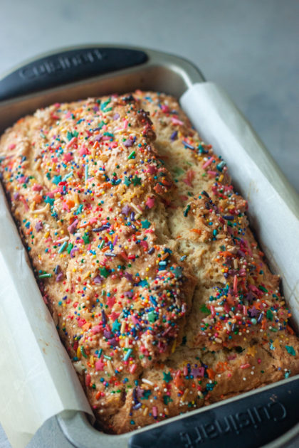 Sprinkle Scone Loaf in pan