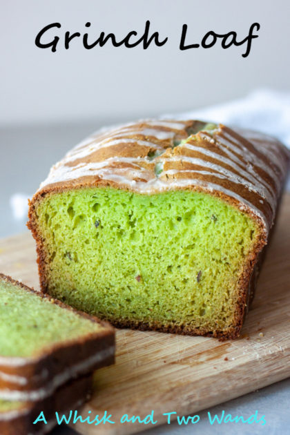 Lighter than a pound cake this Grinch Loaf is a sweet bread with flavors of pineapple and pistachio pudding. It gets an extra green boost of green from frozen spinach. A thick slice is sure to calm the Grinch in anyone.