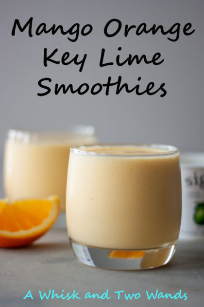 Mango Orange Key Lime Smoothies are simple, delicious, and a kid favorite! Only 4 simple ingredients, including ice, it's a gluten free and vegan friendly recipe.