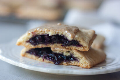 Blueberry Pancake Pop Tarts topped with Cocoa Bar In A Jar inside.