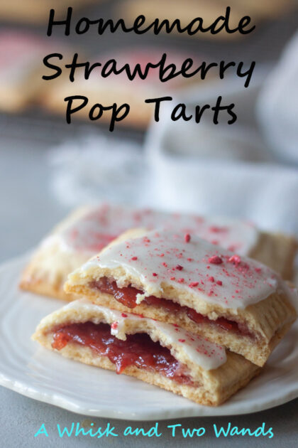 Homemade Strawberry Pop Tarts are a simple , fresh, and healthier twist on classic pop tarts that you can customize. Made easy with pancake mix these pop tarts are vegan and there are links to paleo, and gluten free options.